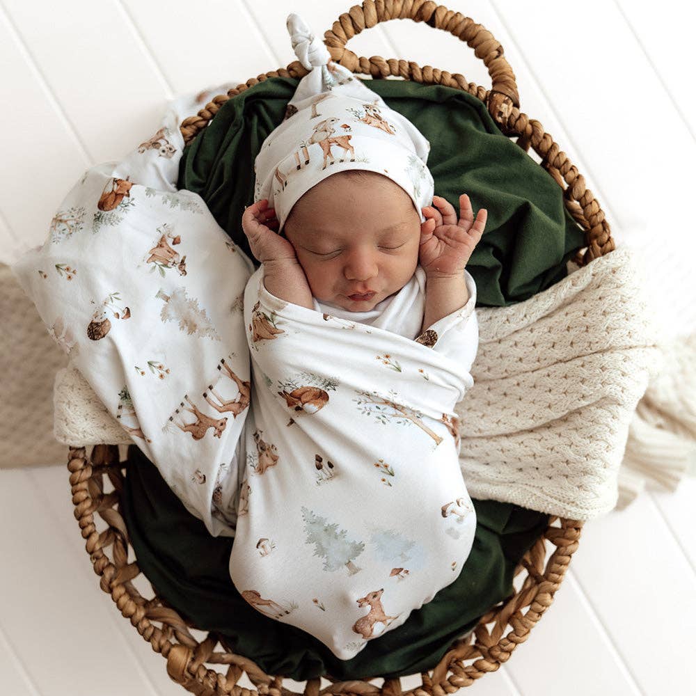 Woodland Tales Organic Jersey Wrap & Beanie Set