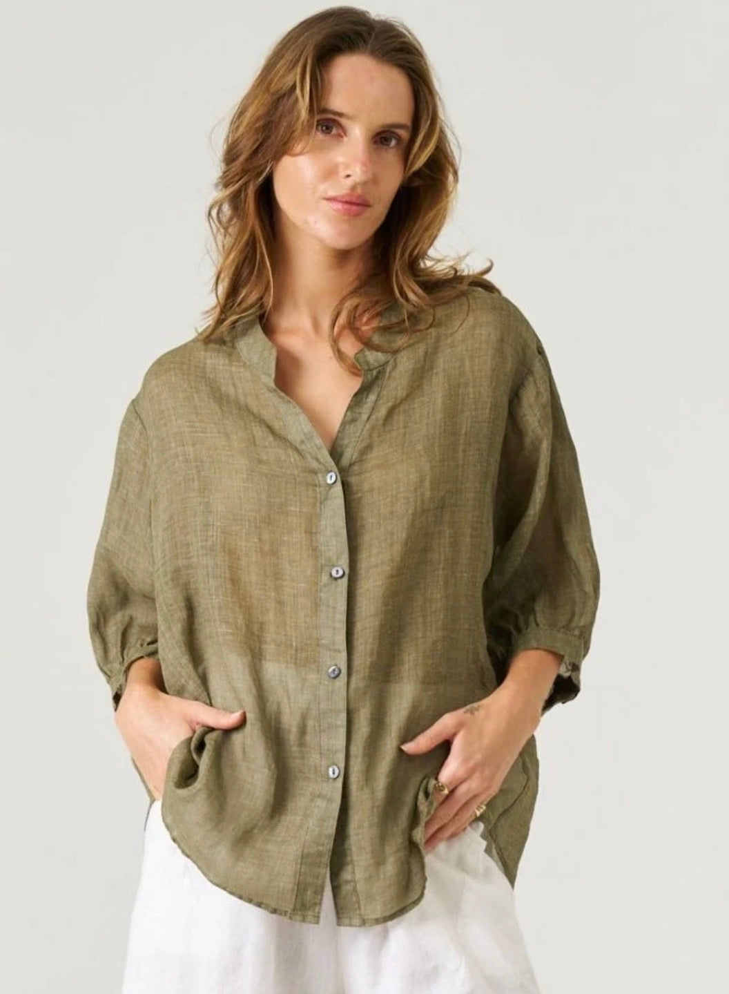 Aurora Linen Shirt Olive