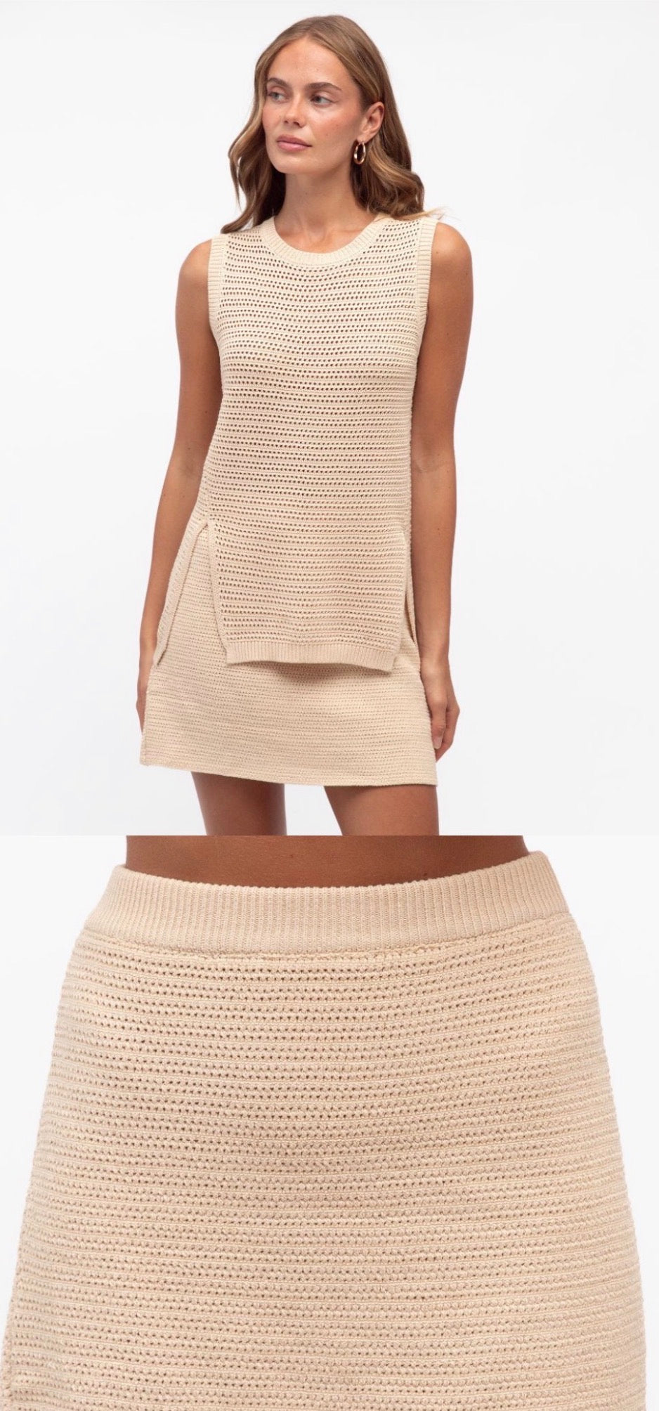 Oatmeal Split Hem Knit Top
