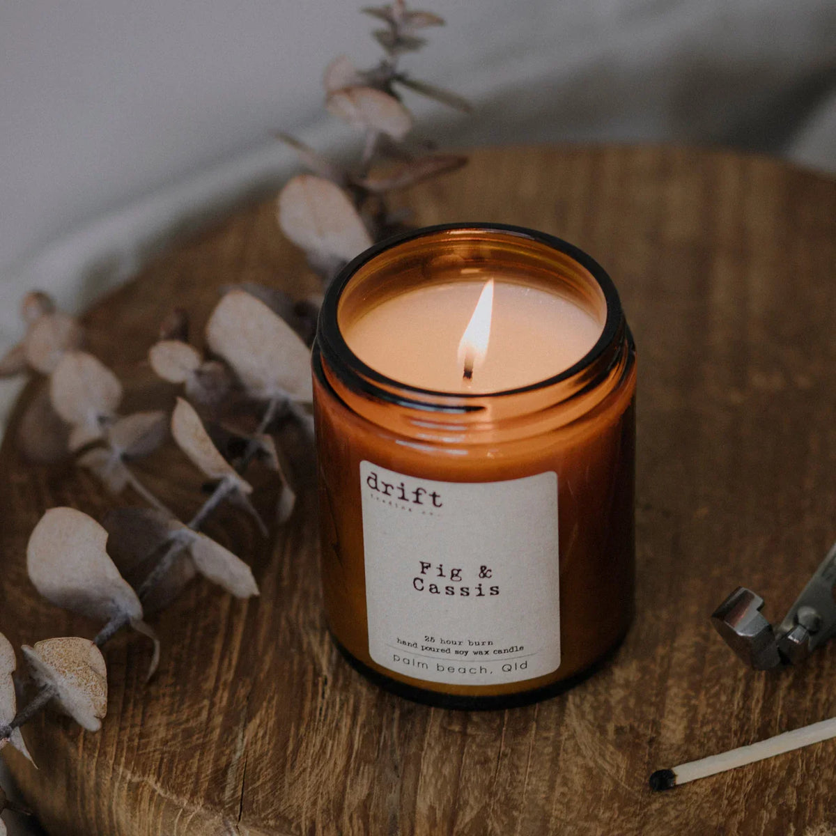 Drift Trading Co medium amber glass candle
