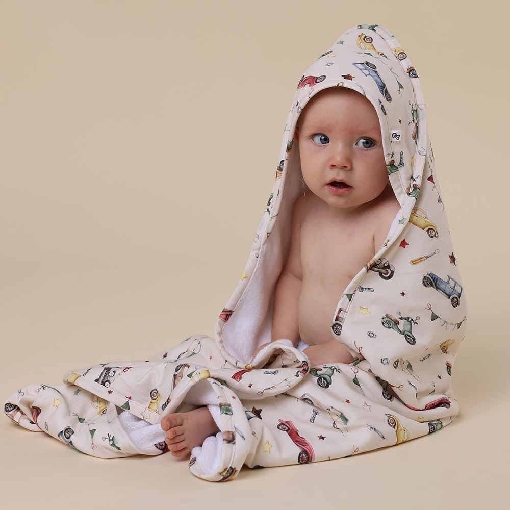 Vintage Cars Organic Hooded Baby Towel