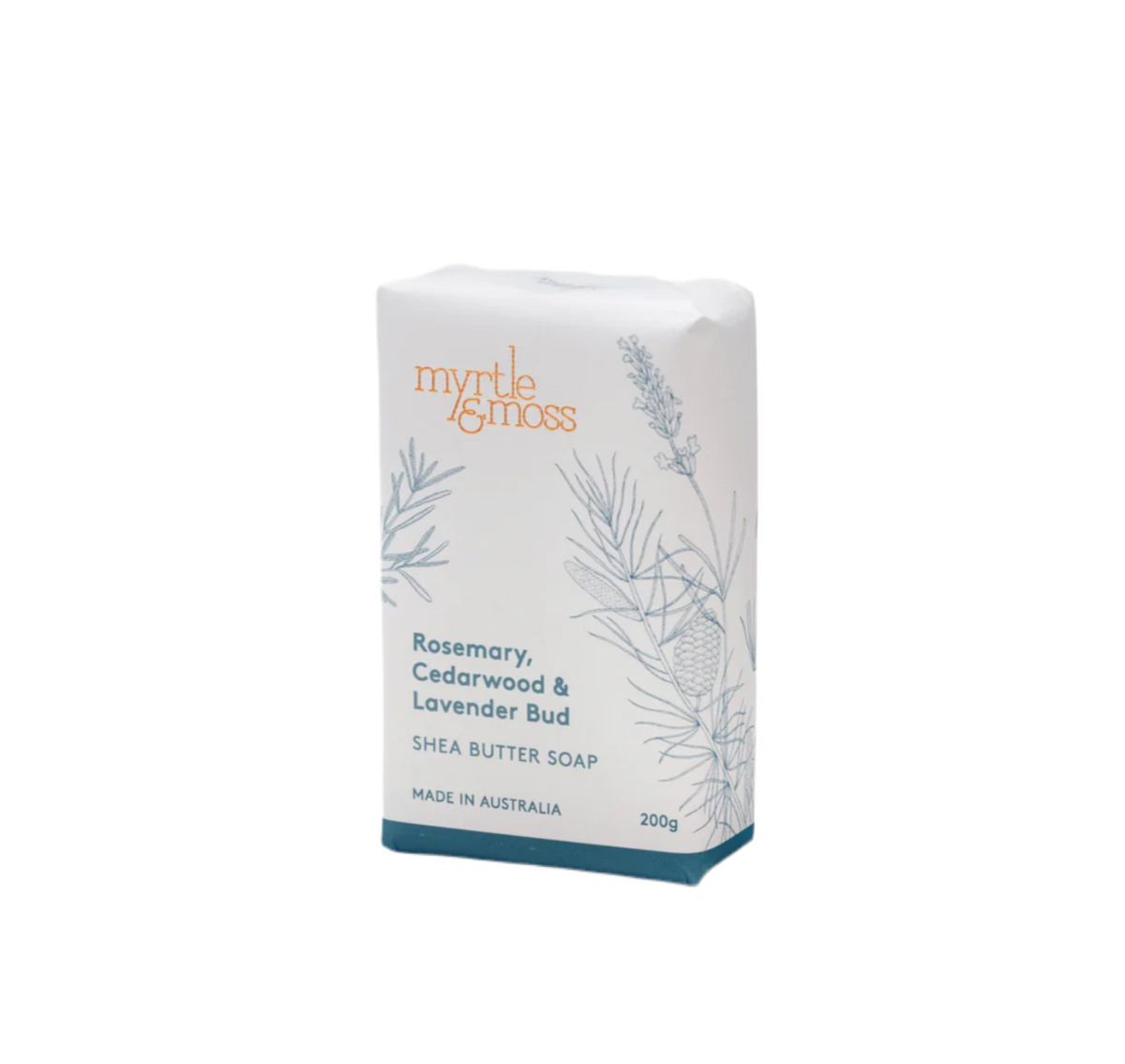 Myrtle and Moss Rosemary Cedarwood and lavender bud Shea butter soap 200g