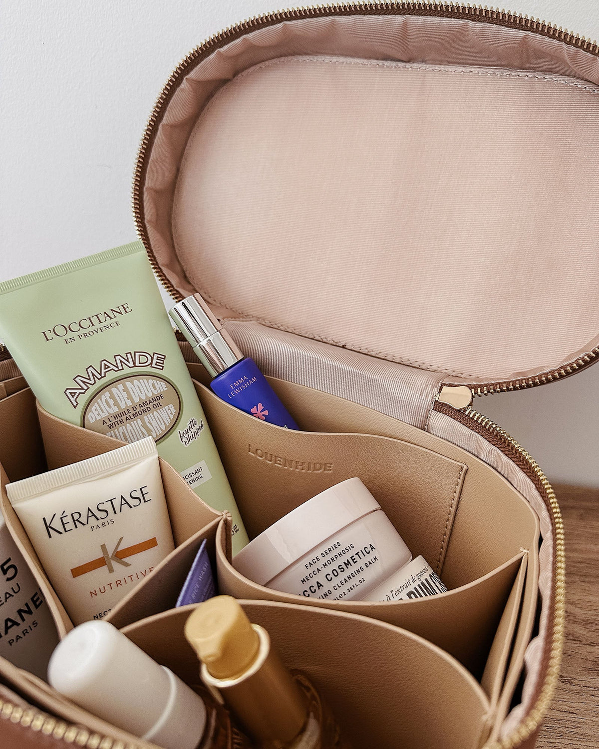 Juliette Vanity Case – Tan Vegan Leather Cosmetic Case