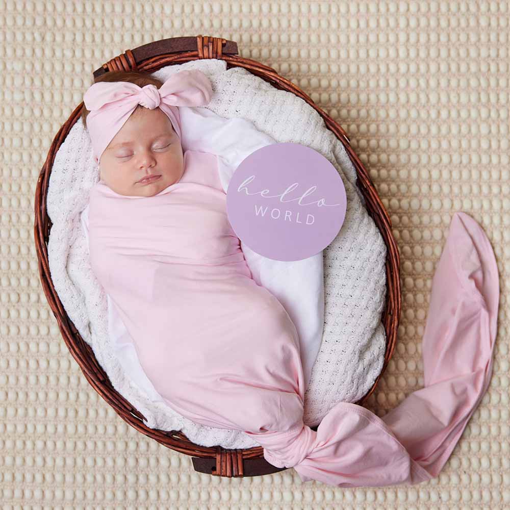 Baby Pink Organic Jersey Wrap & Topknot Set