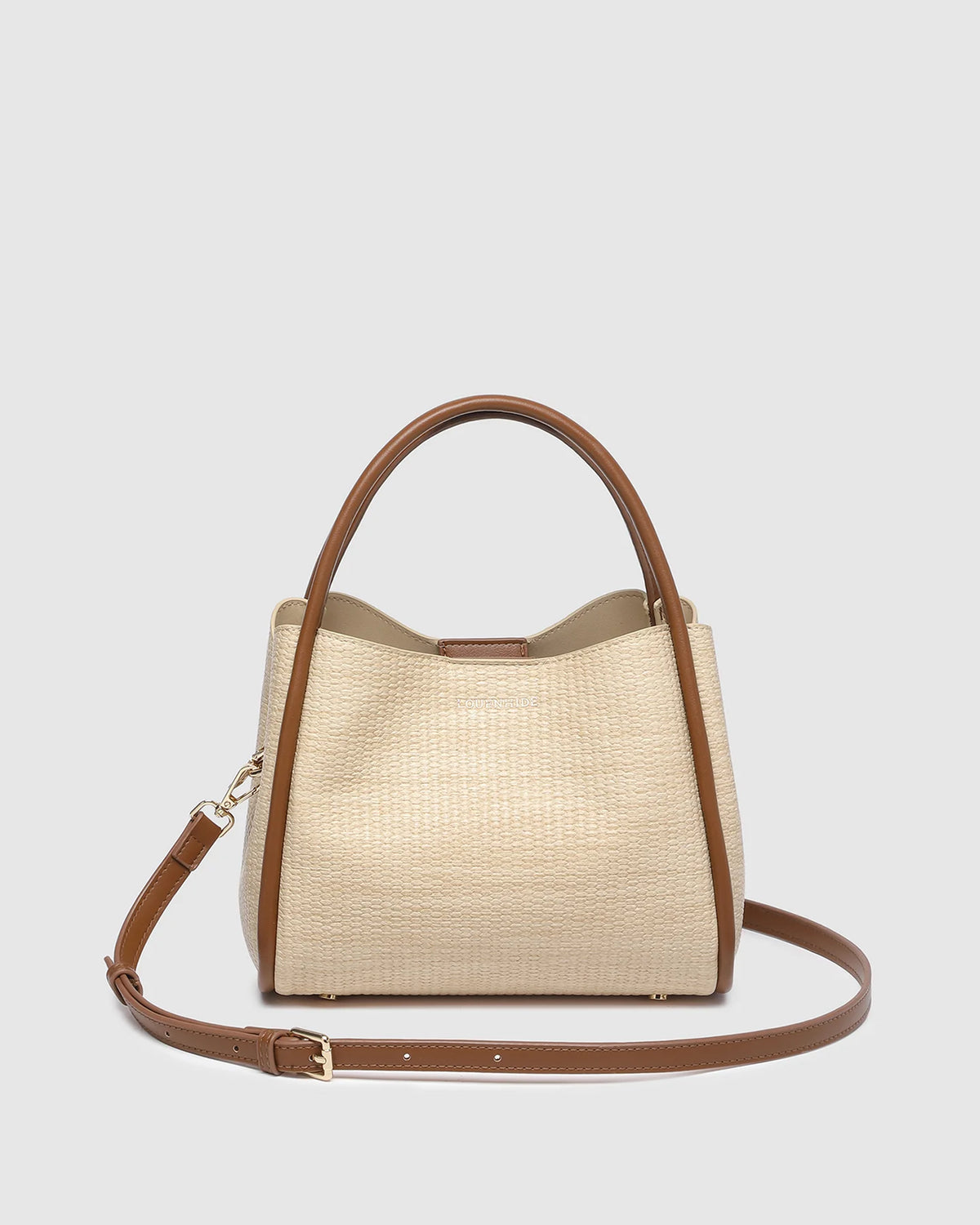 Steffie Mini Tote Bag Natural/Tan | Raffia Crossbody Handbag