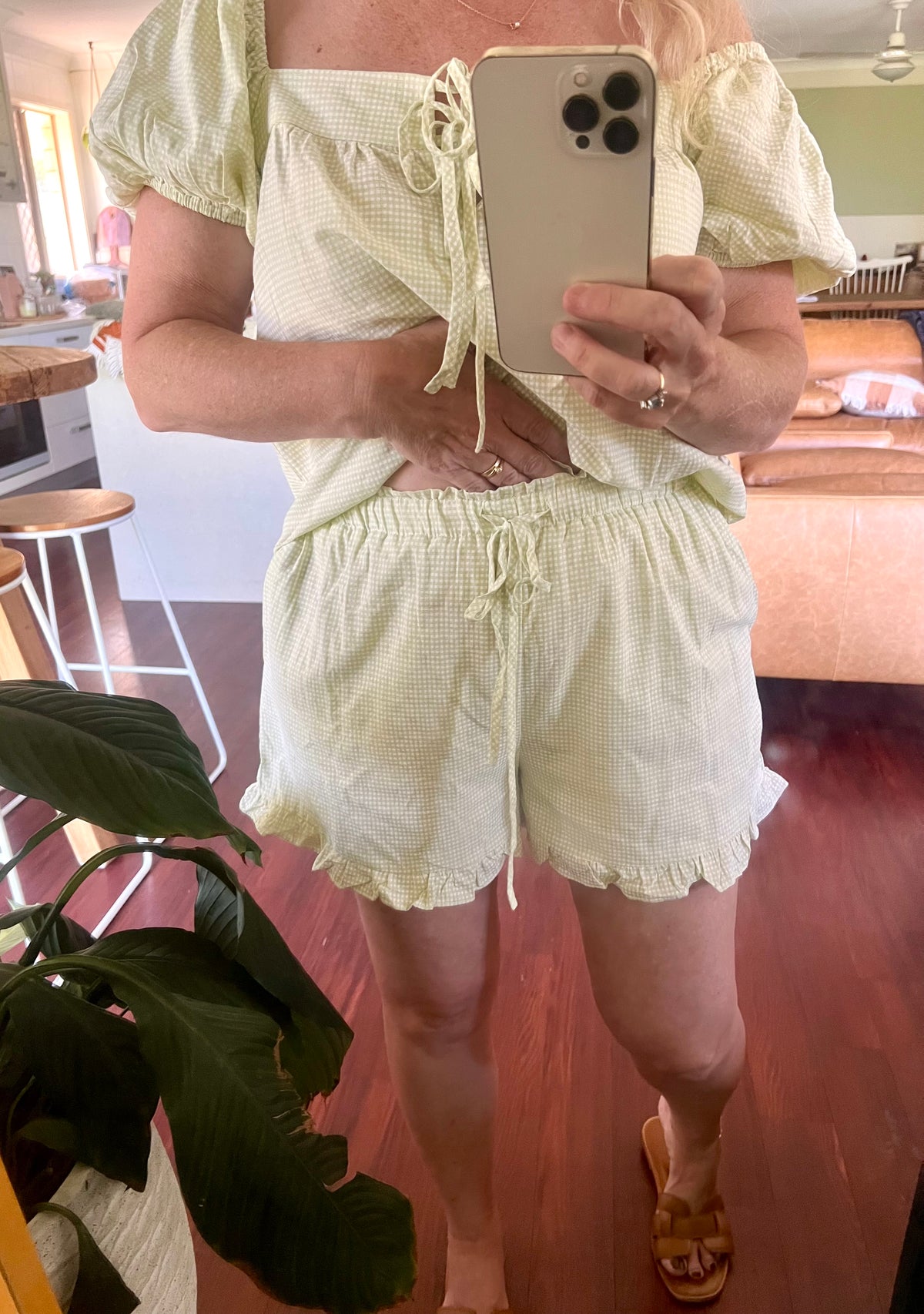 Lime Gingham Shorts