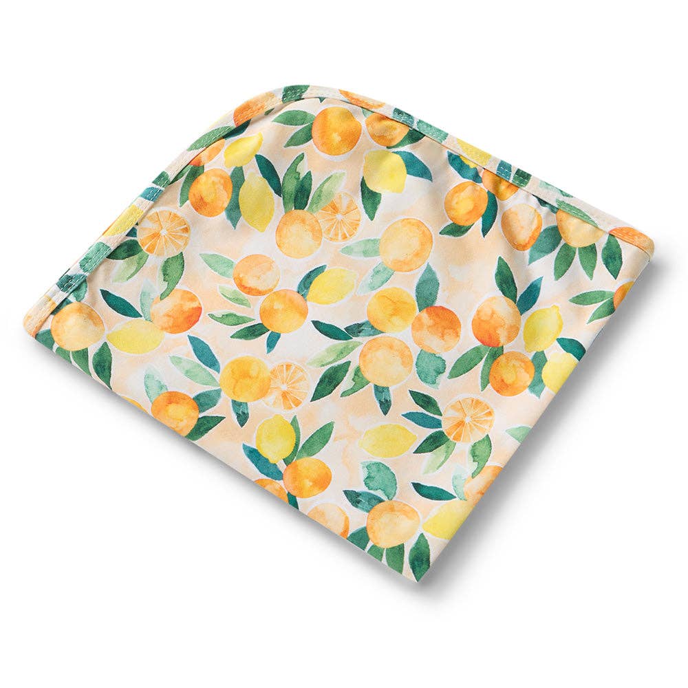 Sunny Citrus Organic Jersey Wrap & Beanie Set