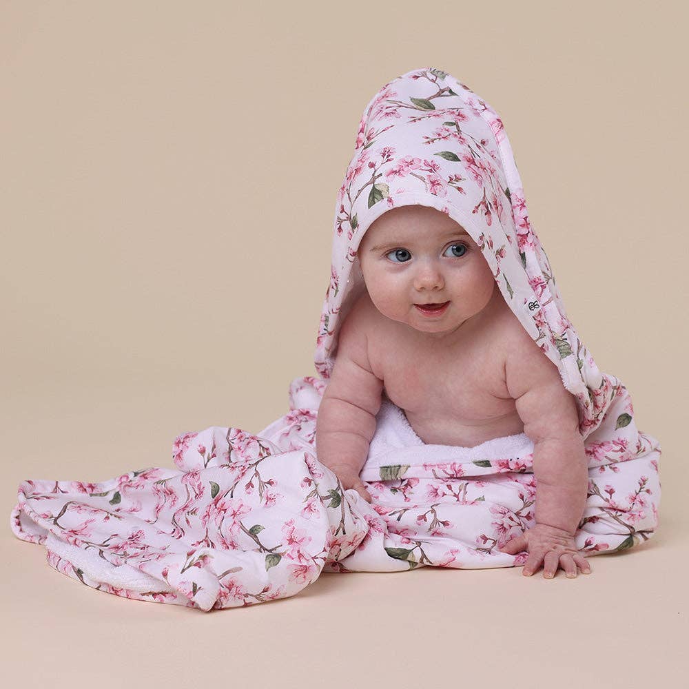 Cherry Blossom Organic Hooded Baby Towel