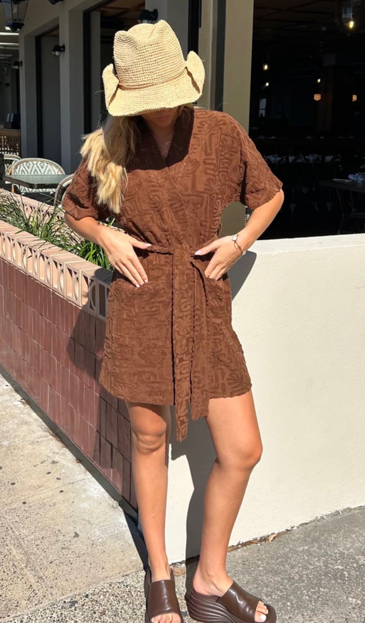 Chocolate Towelling Robe By Frankie