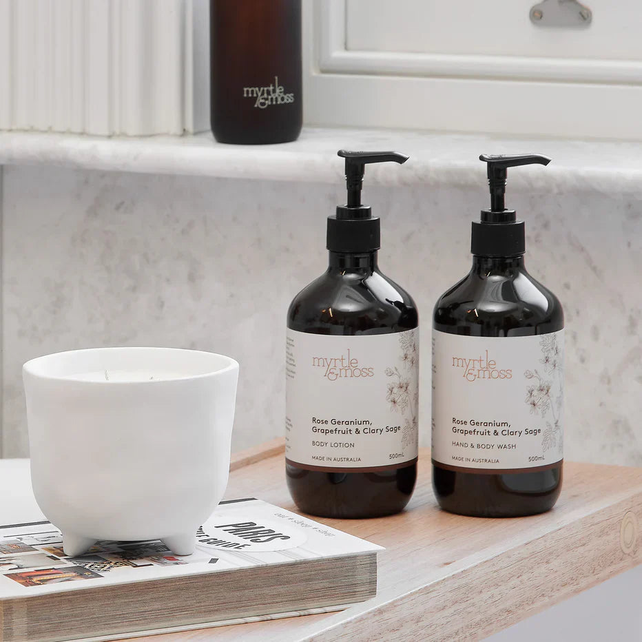 Myrtle & Moss Rose Geranium Grapefruit and Clary Sage hand and body wash 500mls