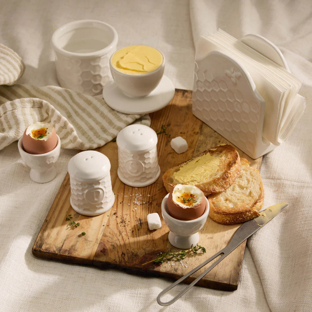 Butter bell with honeycomb design stoneware kitchen accessory