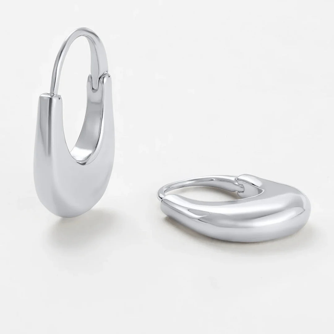 Cleo Hoop Earrings Large in polished silver plated brass