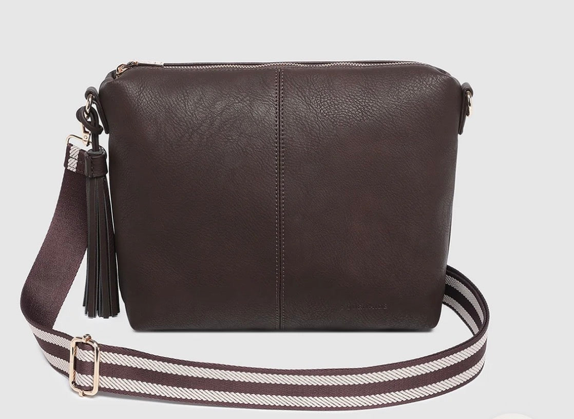 Daisy Stripe Crossbody Bag Chocolate