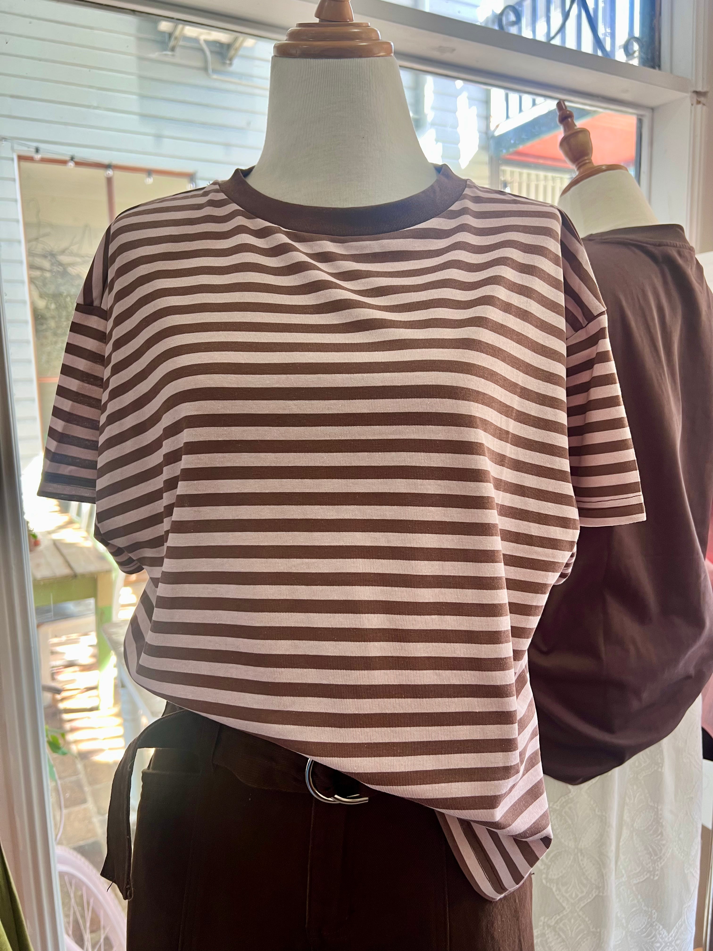 Rose Choc Stripe Tee