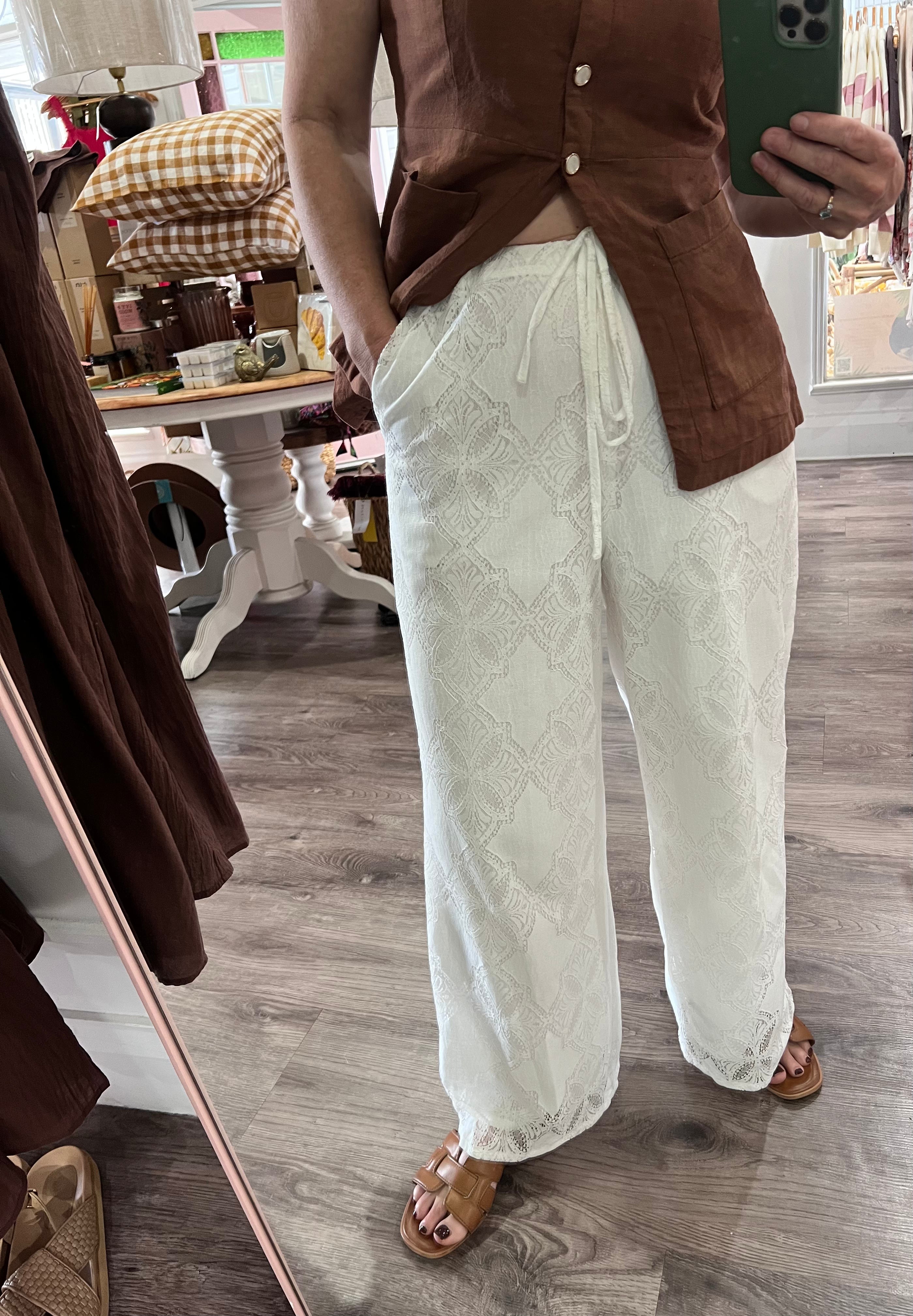 White Lace Pants | Elegant Women's Lace Trousers