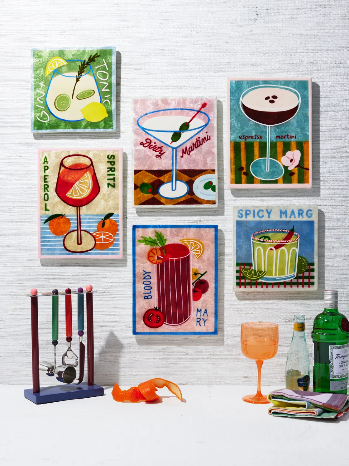 Happy Hour Capiz Shell Wall Art | Cocktail Decorative Tile
