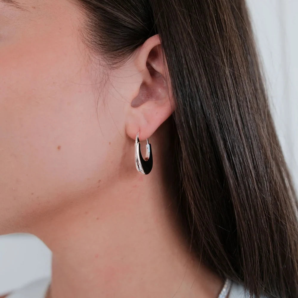 Cleo Hoop Earrings Large – Silver | Silver Plated Hoops