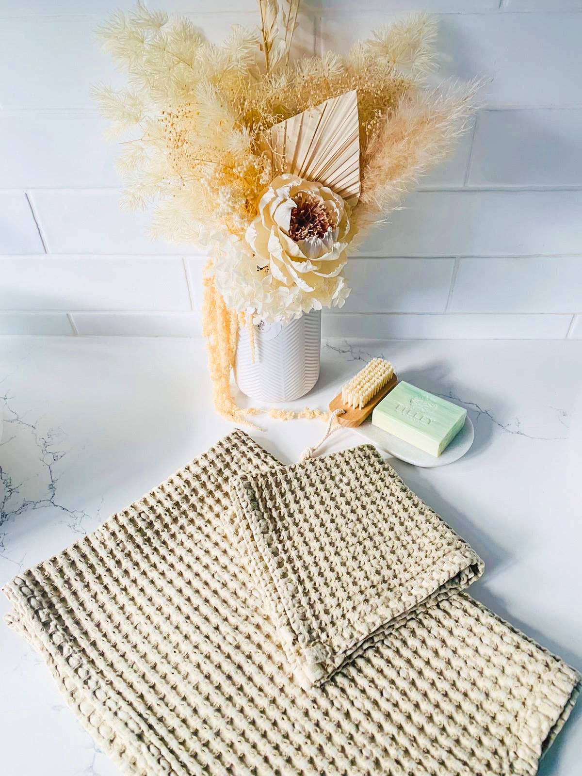 Natural Waffle Face Cloth 100% Organic Cotton Rustic
