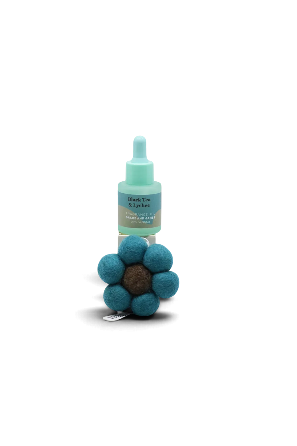 Black Tea Lychee car fragrance with felt ring