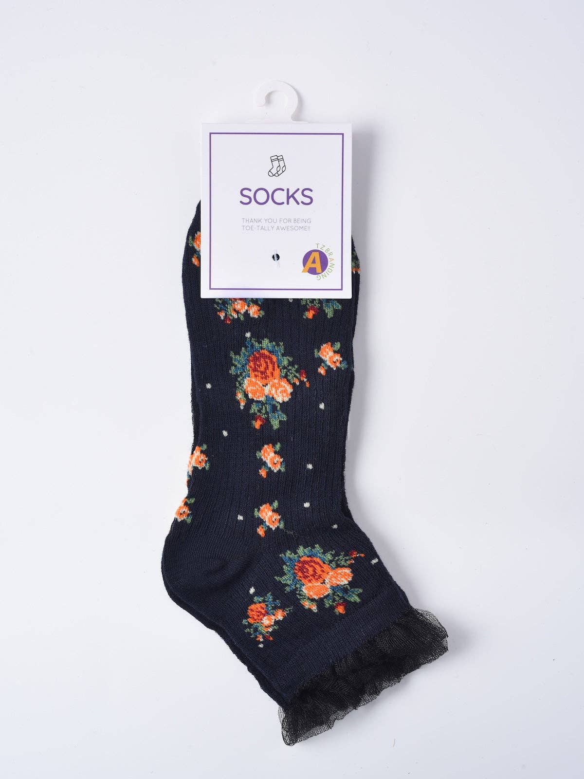 Rufia - Floral Lace Ankle Socks – Navy blue