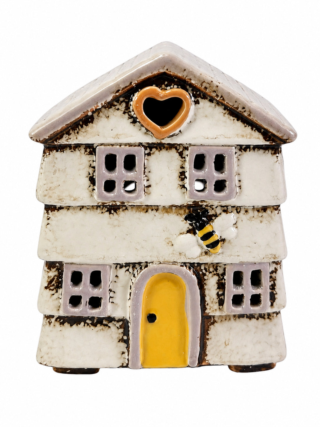 Yellow Rock ceramic beehive house tealight candle holder