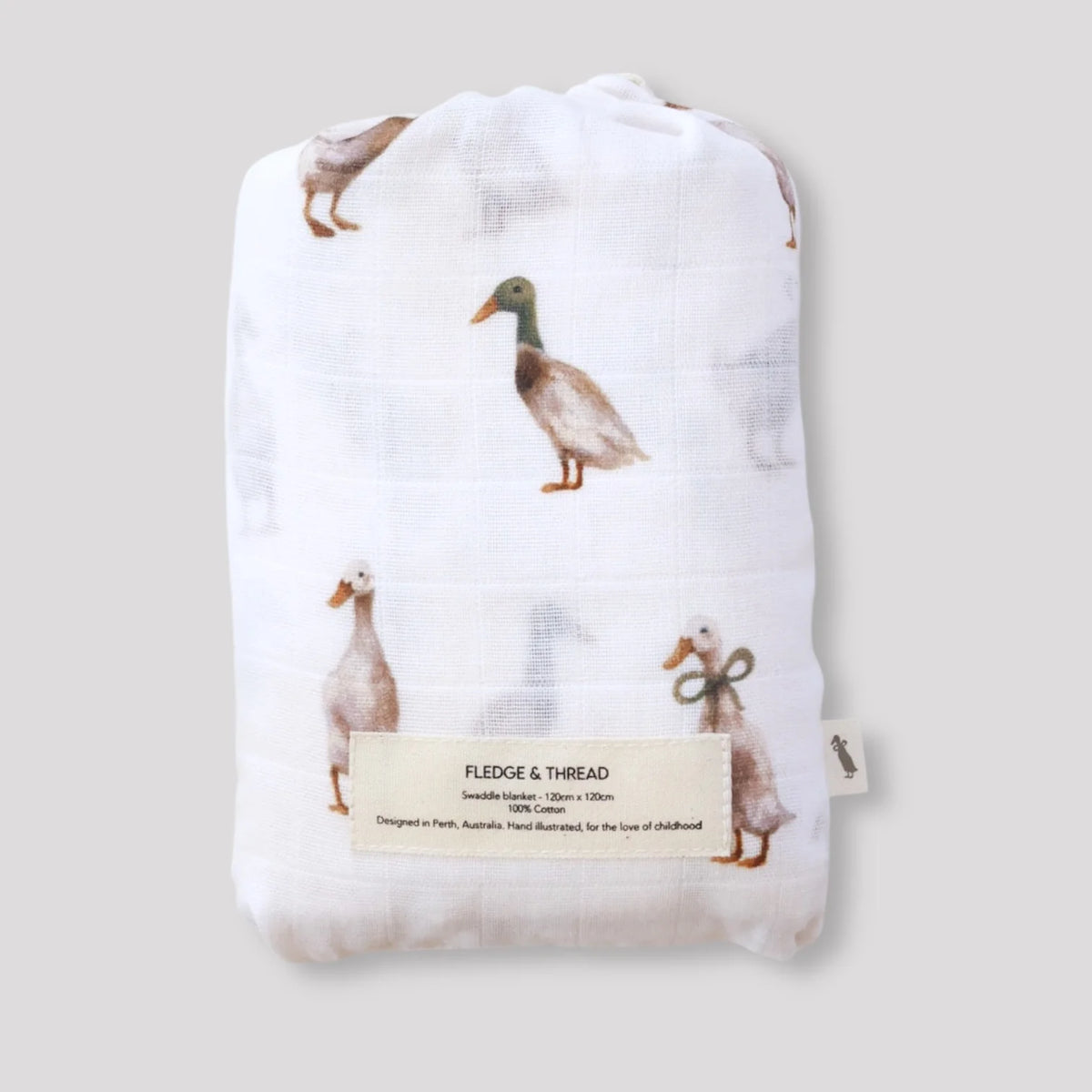 Duck organic cotton muslin swaddle wrap for babies