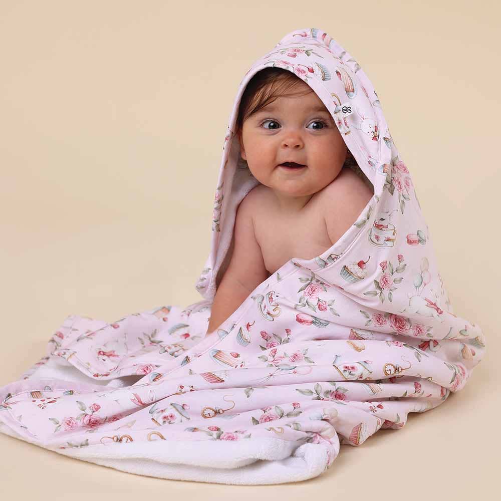Alice’s Tea Party Organic Hooded Baby Towel
