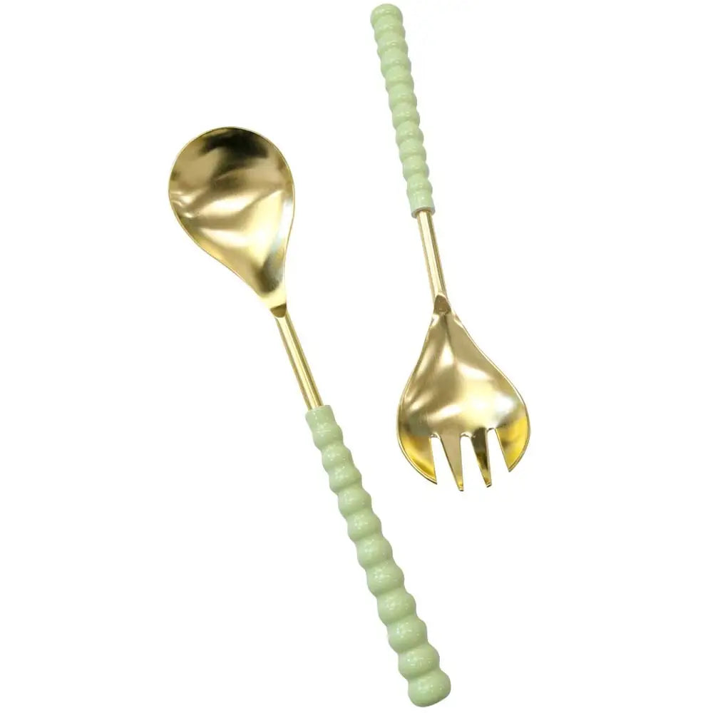Handcrafted metal salad serving spoon and fork set