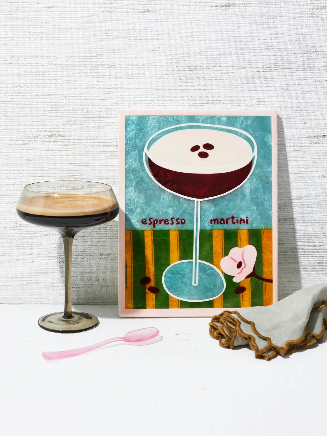 Happy Hour Capiz Shell cocktail wall art tile