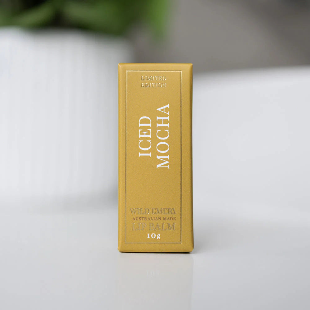 Iced mocha natural lip balm Wild Emery vegan lip care