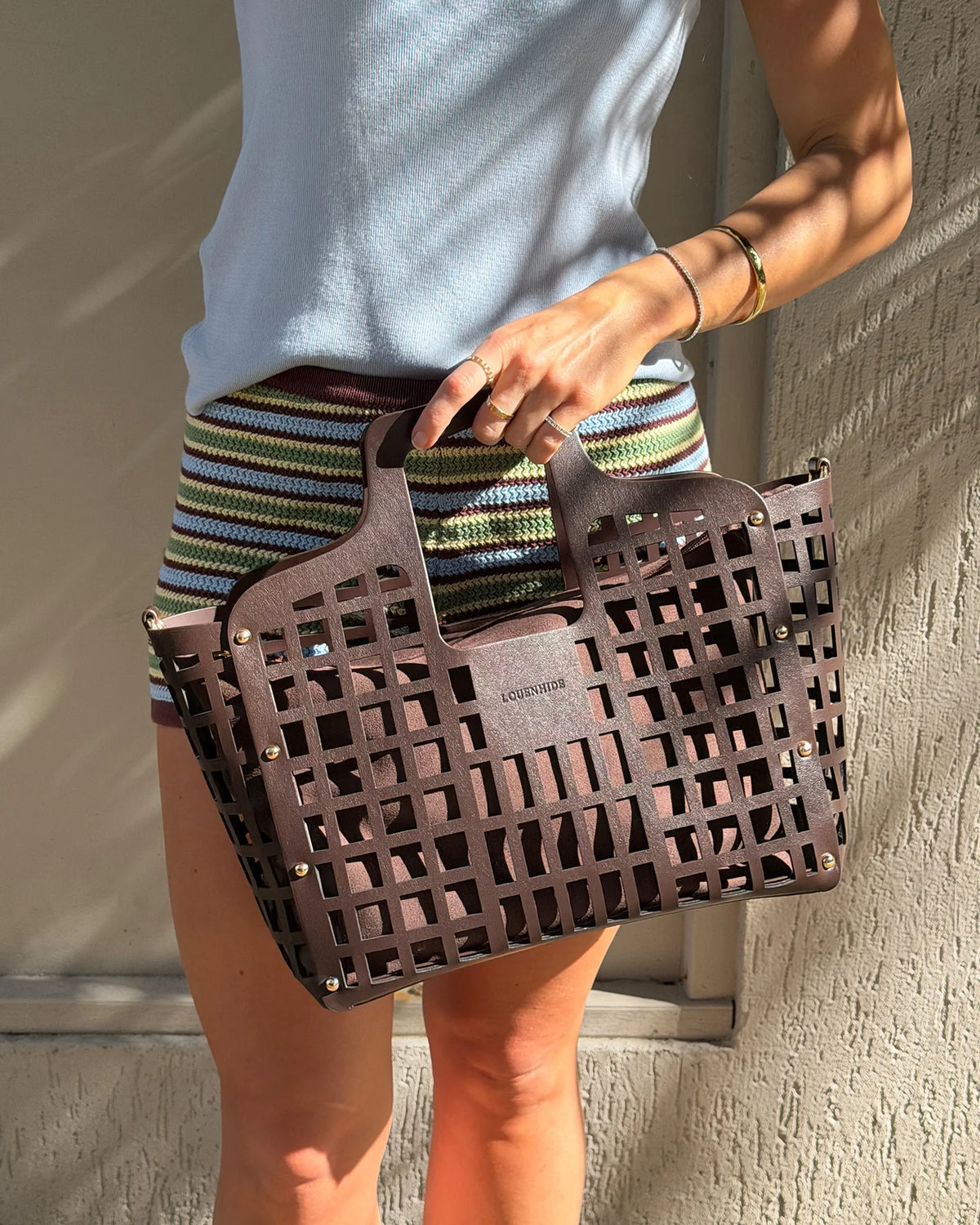 Montego Chocolate Tote Bag laser cut vegan leather