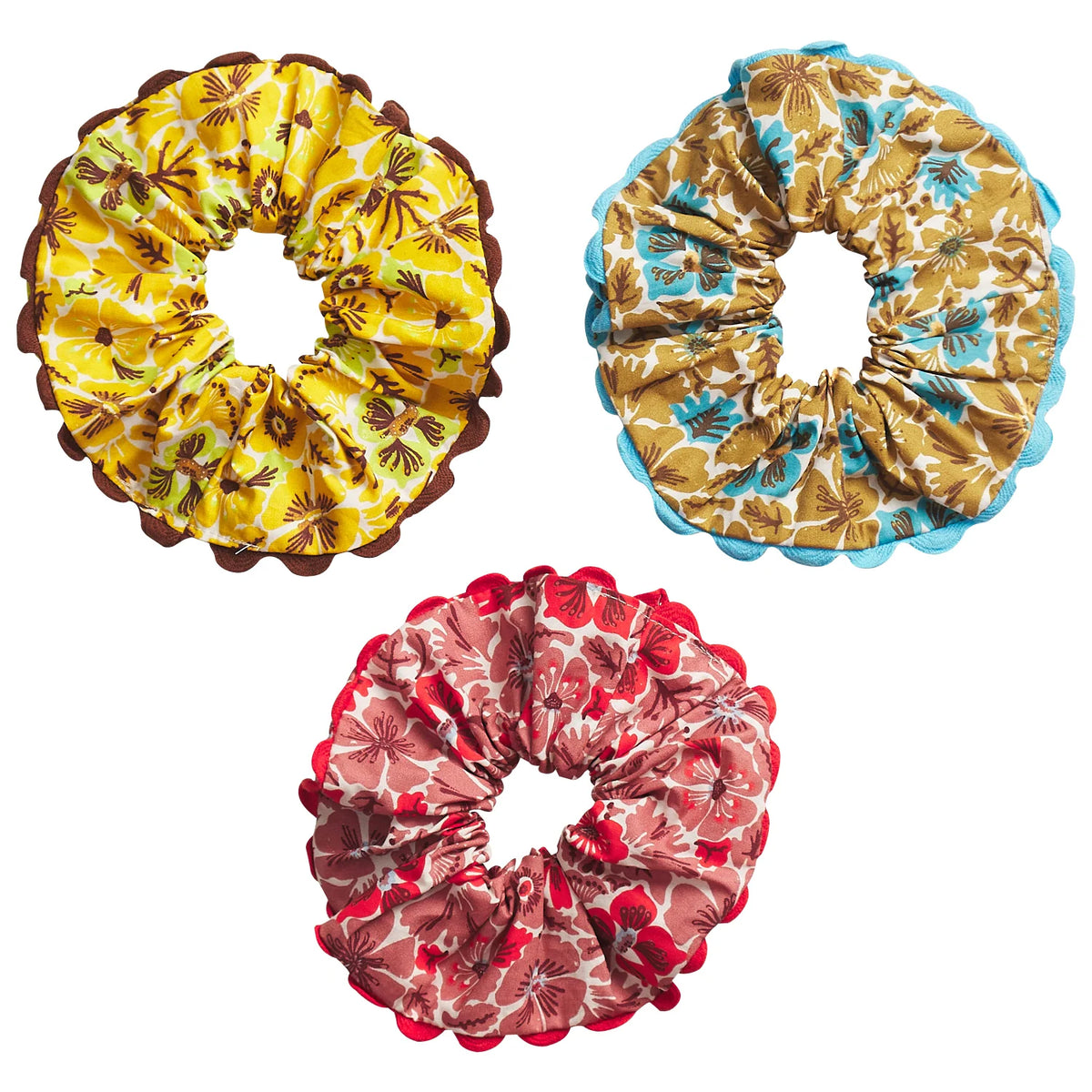Sage x Clare Magnolia Cotton Scrunchie Set of three