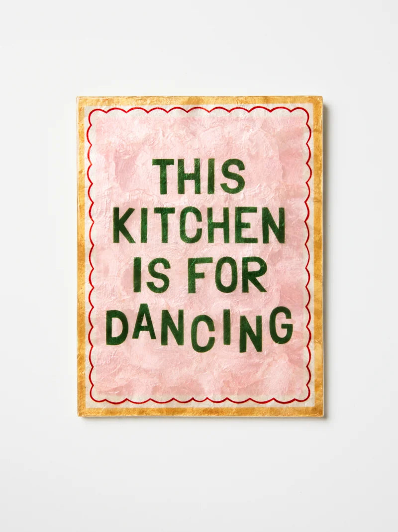 This Kitchen Is For Dancing decorative Capiz shell wall tile