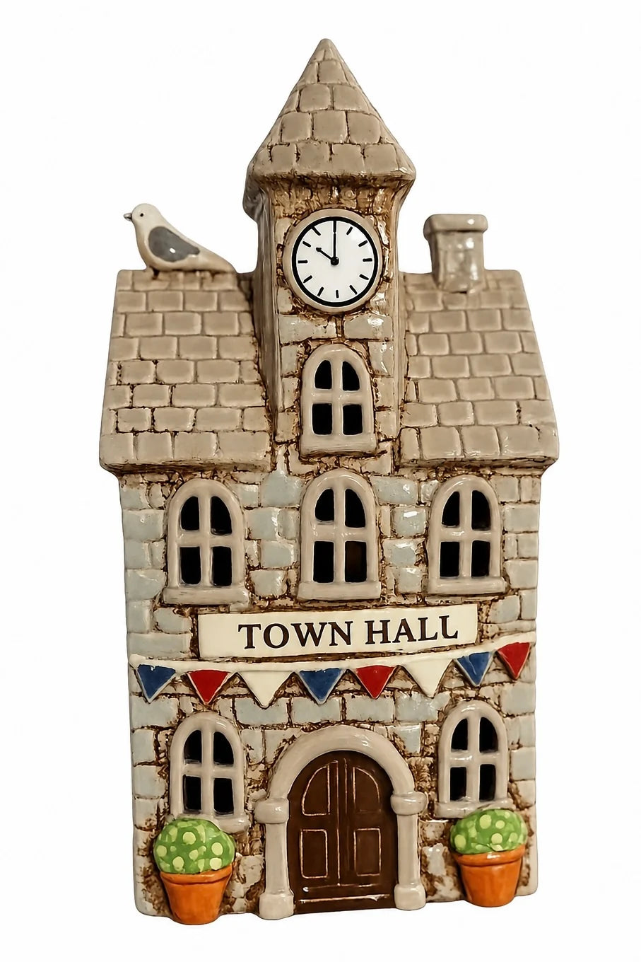 Town Hall tealight house Village Pottery ceramic candle holder