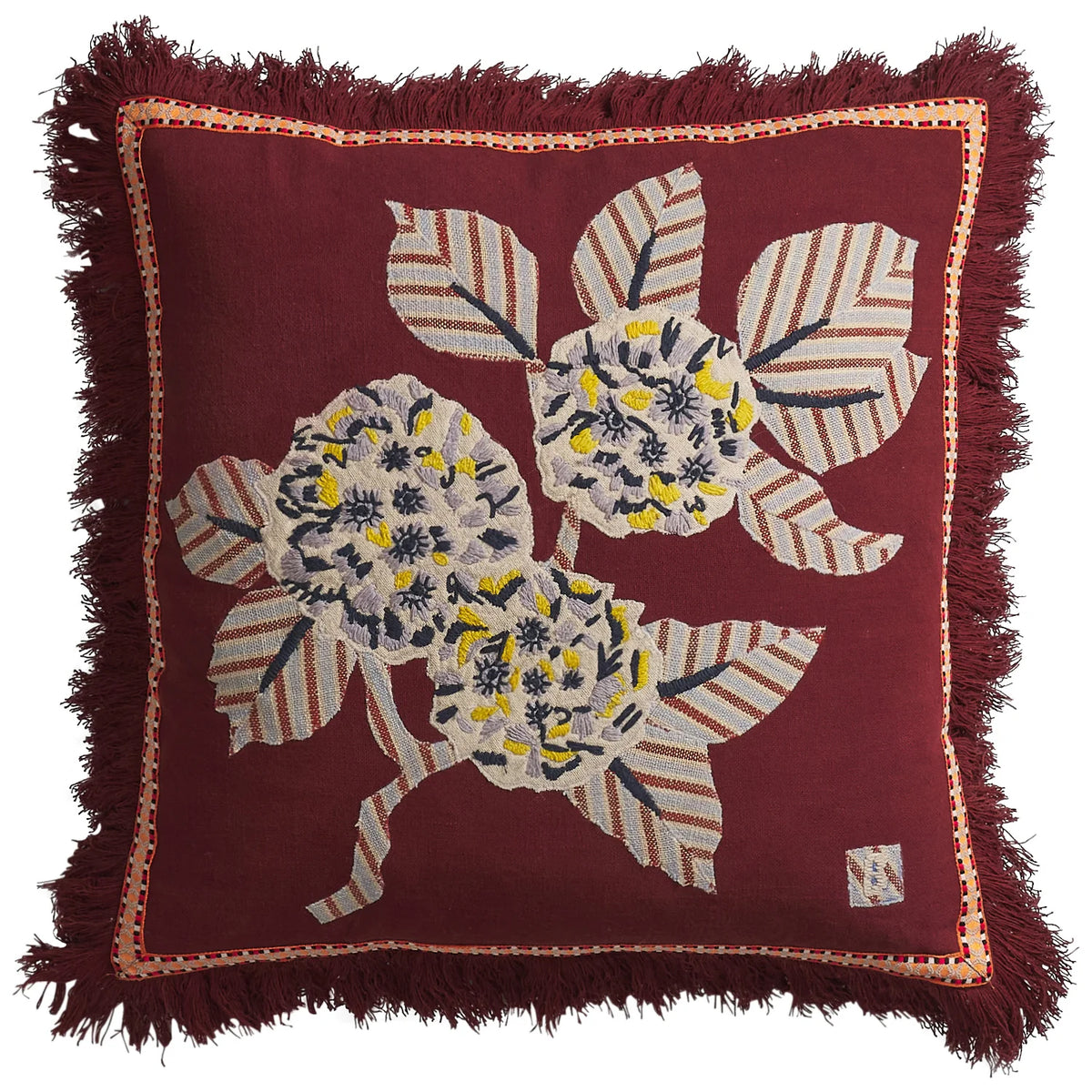 Vivi appliqué cushion rosewood embroidered decorative cushion