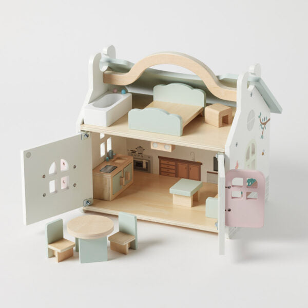 Zookabee wooden doll house with furniture play set