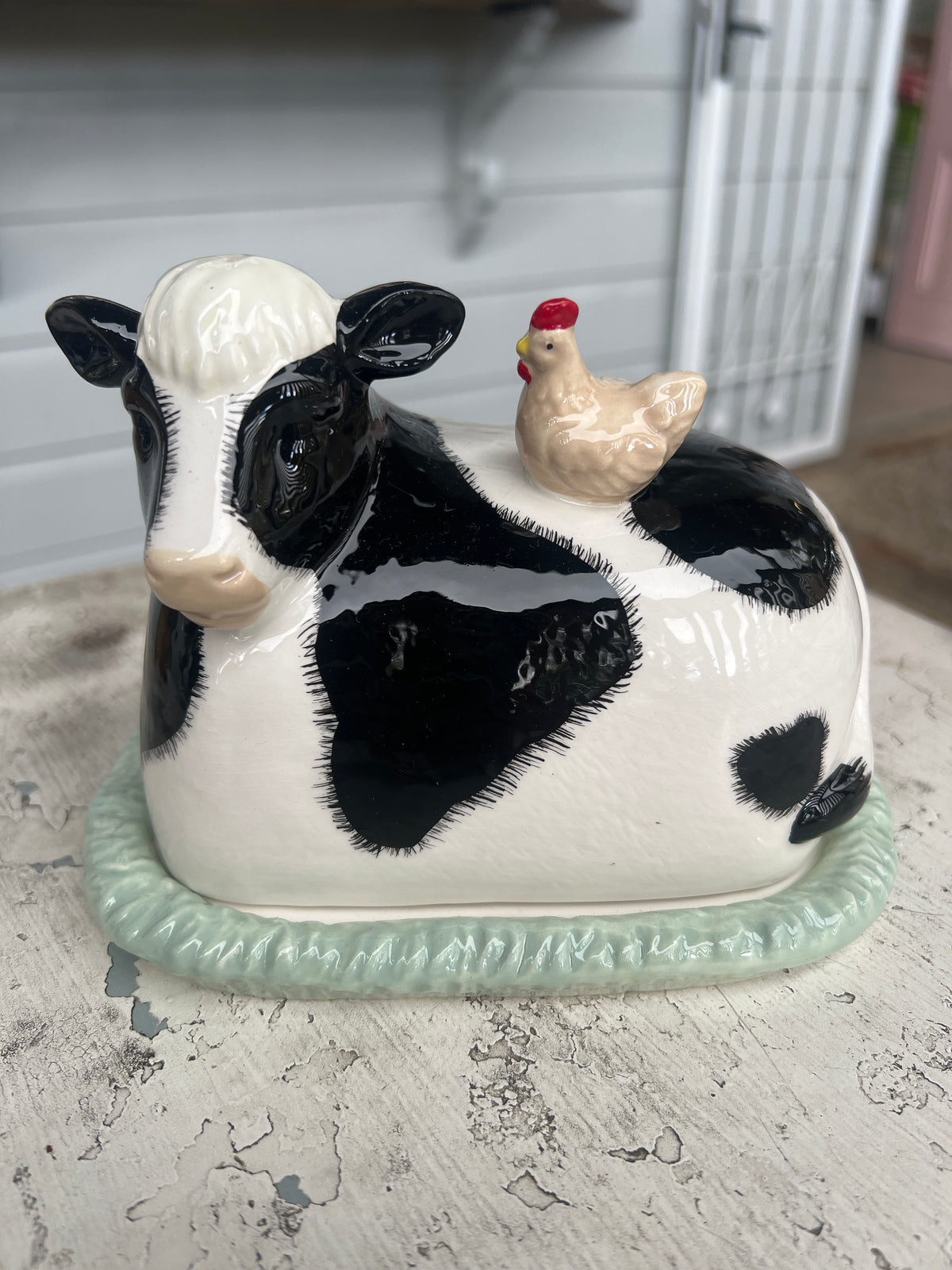 Dolomite Cow Butter Dish | Novelty Kitchen Butter Holder