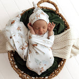 Woodland Tales Organic Jersey Wrap & Beanie Set