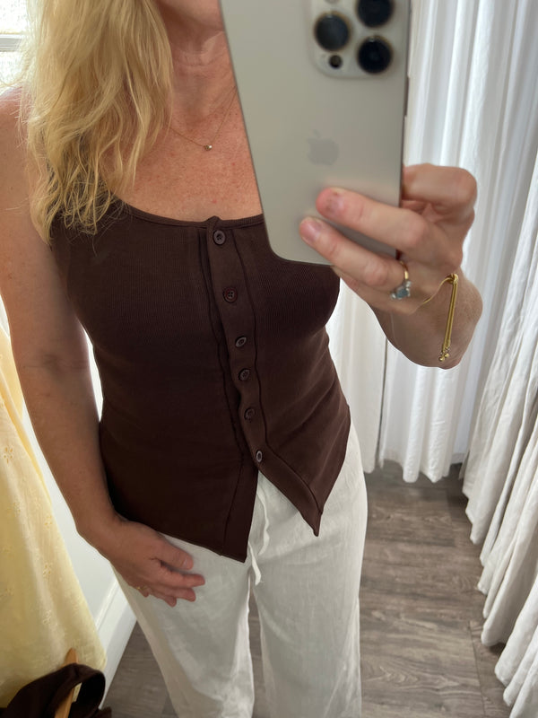 By Frankie Chocolate Button Singlet