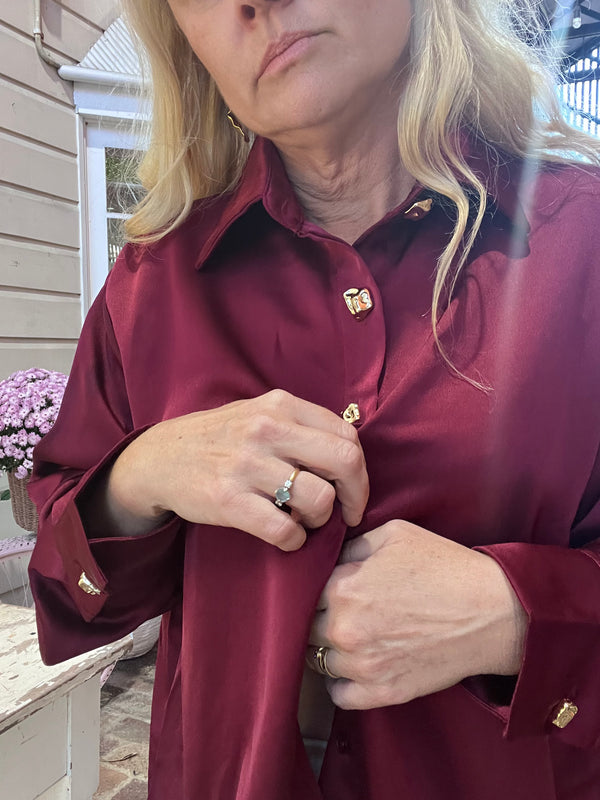 Merlot Satin Shirt