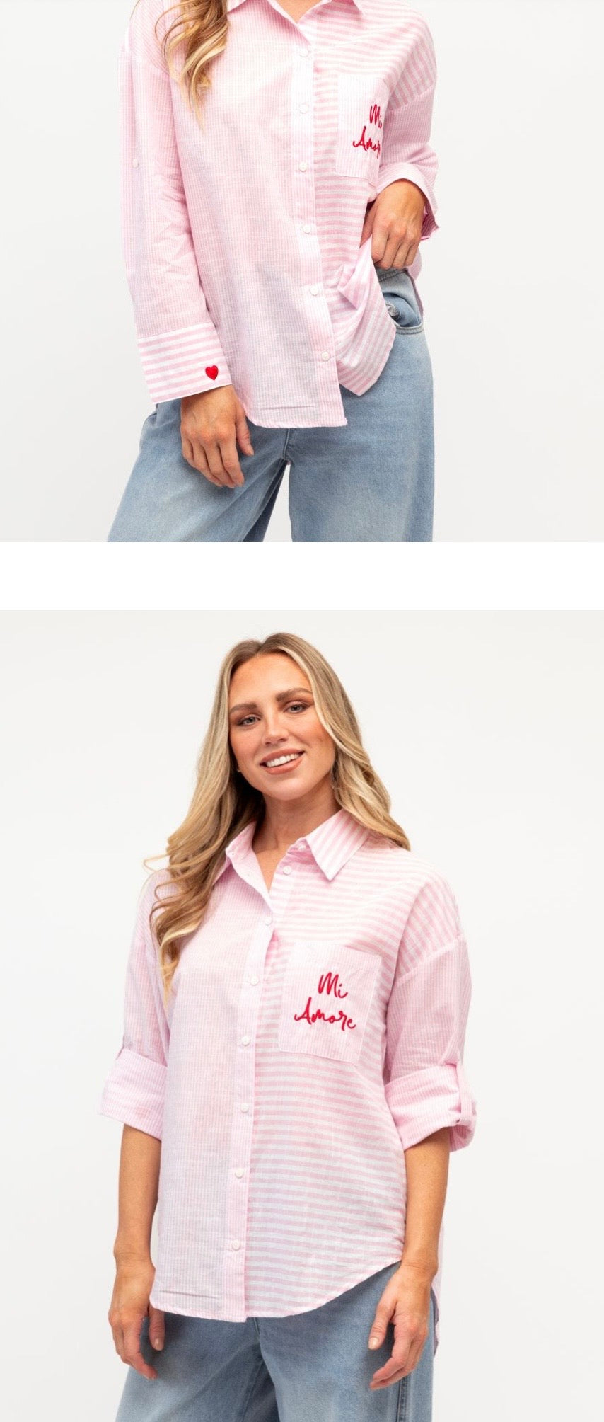 Mi Amore Embroidered Shirt | Cotton Button-Up Shirt