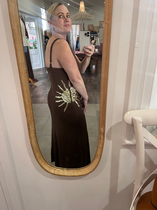 By Frankie Chocolate Sun Sequin Dress