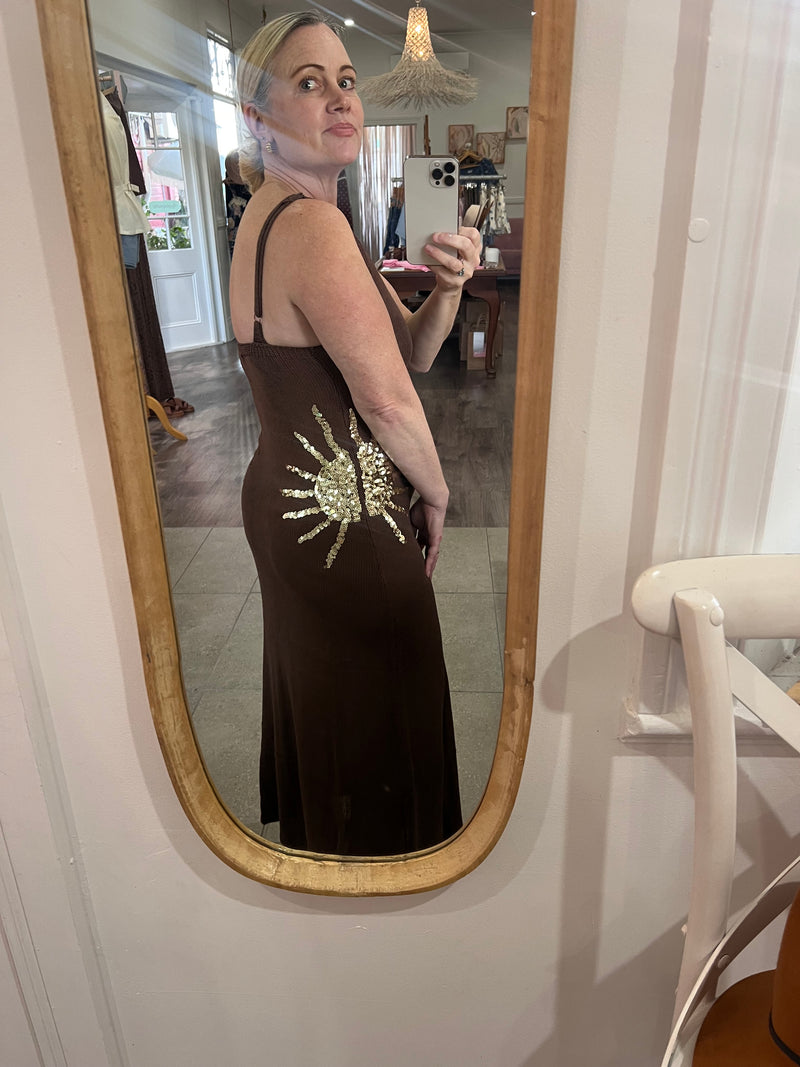 By Frankie Chocolate Sun Sequin Dress