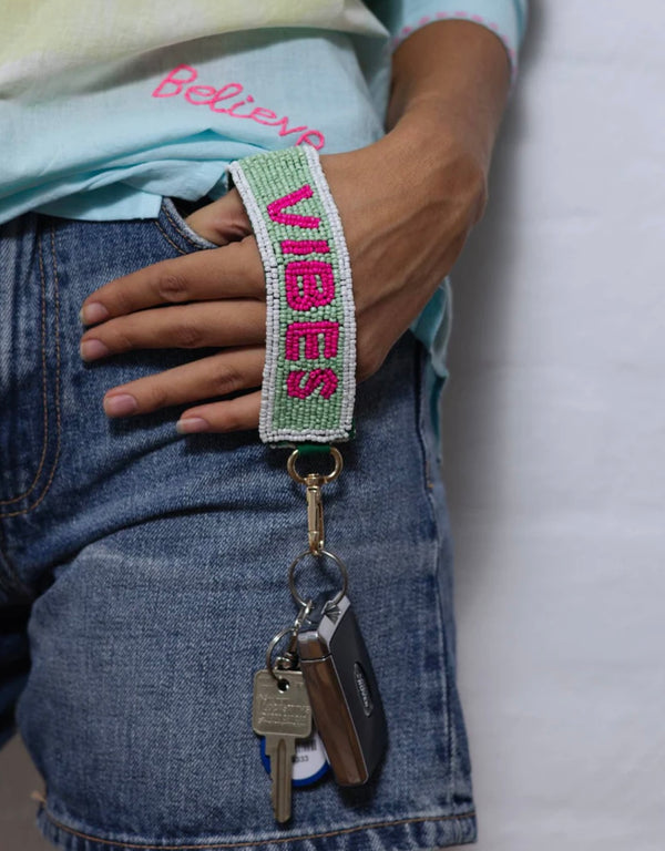 Good Vibes Beaded Keychain