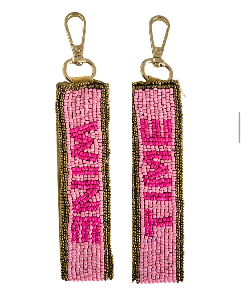 Wine Time Beaded Keychain