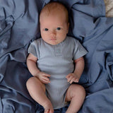 Indigo Baby Jersey Wrap & Beanie Set