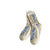 Floral Lace Mid-calf Socks - Delicate & Vintage: White