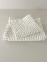 White Face Cloth 100% Organic Cotton Rustic Waffle Face