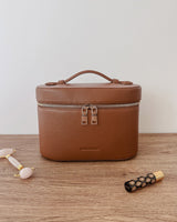 Juliette Vanity Case – Tan Vegan Leather Cosmetic Case
