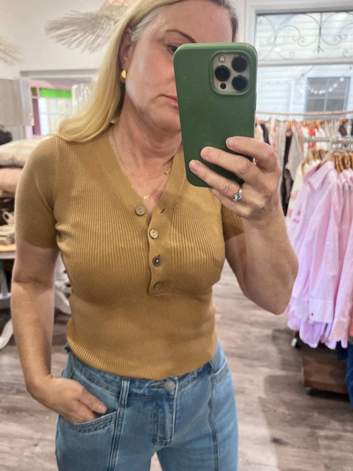 Coffee Ribbed Top
